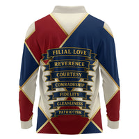 Jacques De Molay Long Sleeve Polo Shirt Crusader Knight Retro Virtues Seven Precepts