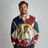Jacques De Molay Long Sleeve Polo Shirt Crusader Knight Retro Virtues Seven Precepts