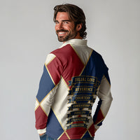 Jacques De Molay Long Sleeve Polo Shirt Crusader Knight Retro Virtues Seven Precepts