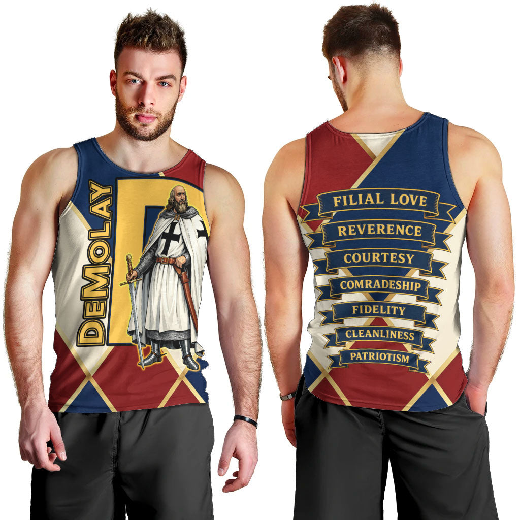 Jacques De Molay Men Tank Top Crusader Knight Retro Virtues Seven Precepts