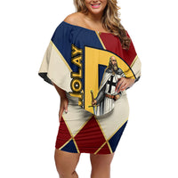 Jacques De Molay Off Shoulder Short Dress Crusader Knight Retro Virtues Seven Precepts