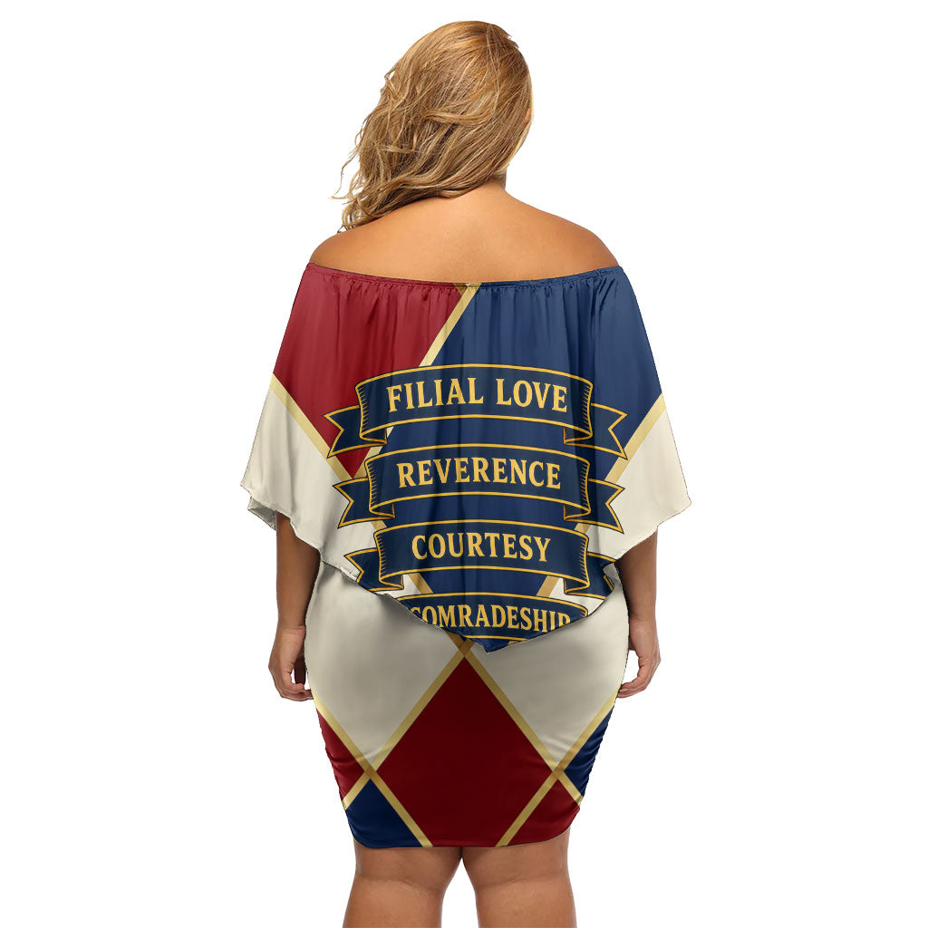 Jacques De Molay Off Shoulder Short Dress Crusader Knight Retro Virtues Seven Precepts