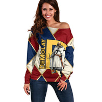 Jacques De Molay Off Shoulder Sweater Crusader Knight Retro Virtues Seven Precepts