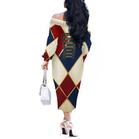 Jacques De Molay Off The Shoulder Long Sleeve Dress Crusader Knight Retro Virtues Seven Precepts
