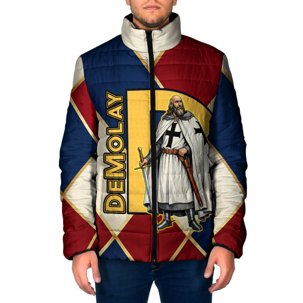 Jacques De Molay Padded Jacket Crusader Knight Retro Virtues Seven Precepts