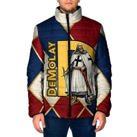 Jacques De Molay Padded Jacket Crusader Knight Retro Virtues Seven Precepts