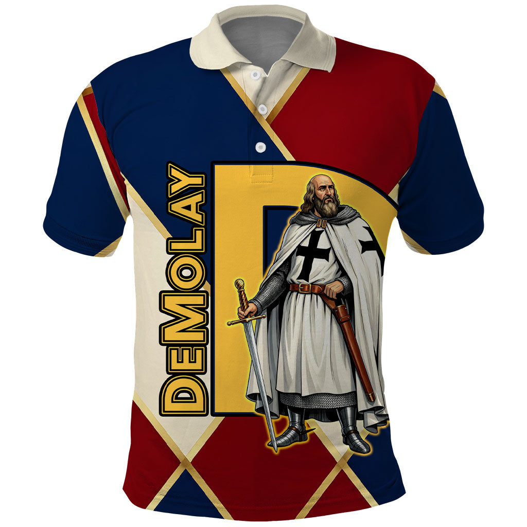Jacques De Molay Polo Shirt Crusader Knight Retro Virtues Seven Precepts