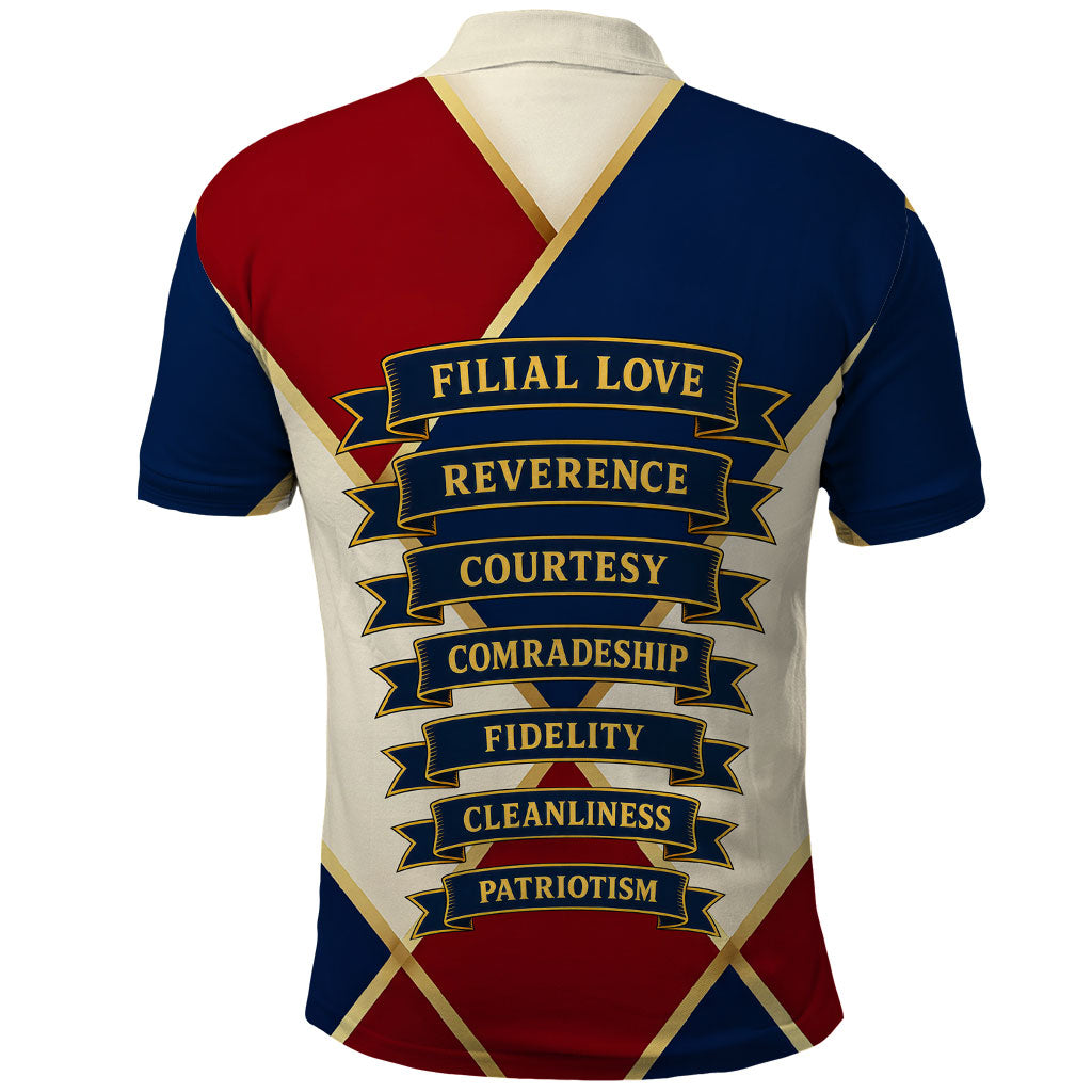 Jacques De Molay Polo Shirt Crusader Knight Retro Virtues Seven Precepts