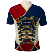 Jacques De Molay Polo Shirt Crusader Knight Retro Virtues Seven Precepts