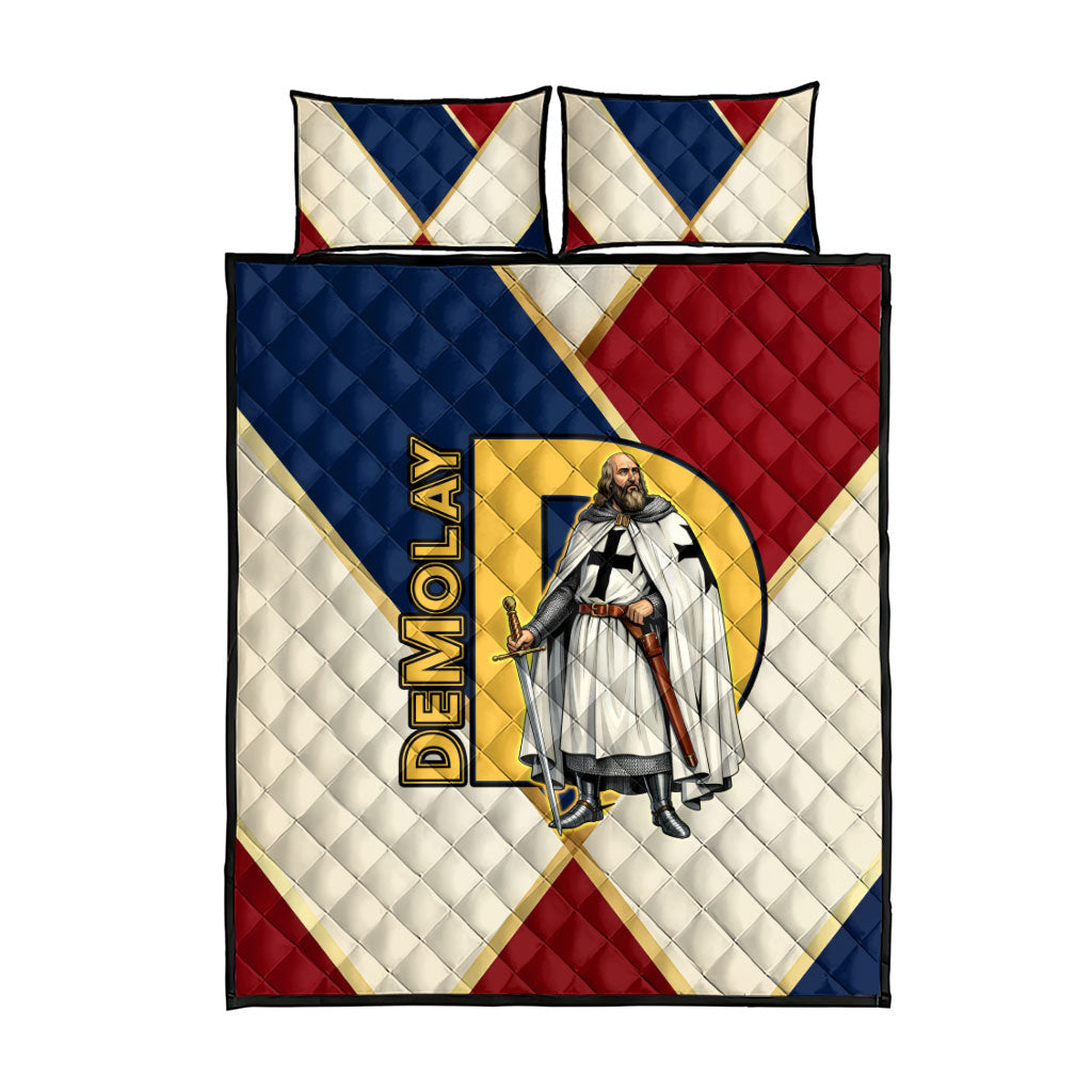 Jacques De Molay Quilt Bed Set Crusader Knight Retro Virtues Seven Precepts