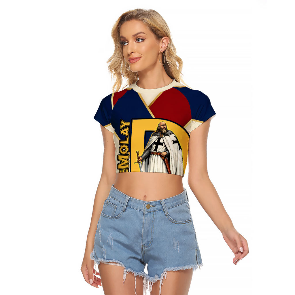 Jacques De Molay Raglan Cropped T Shirt Crusader Knight Retro Virtues Seven Precepts