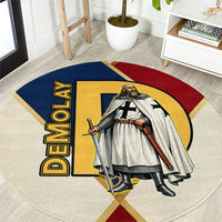 Jacques De Molay Round Carpet Crusader Knight Retro Virtues Seven Precepts