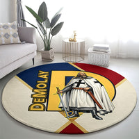 Jacques De Molay Round Carpet Crusader Knight Retro Virtues Seven Precepts
