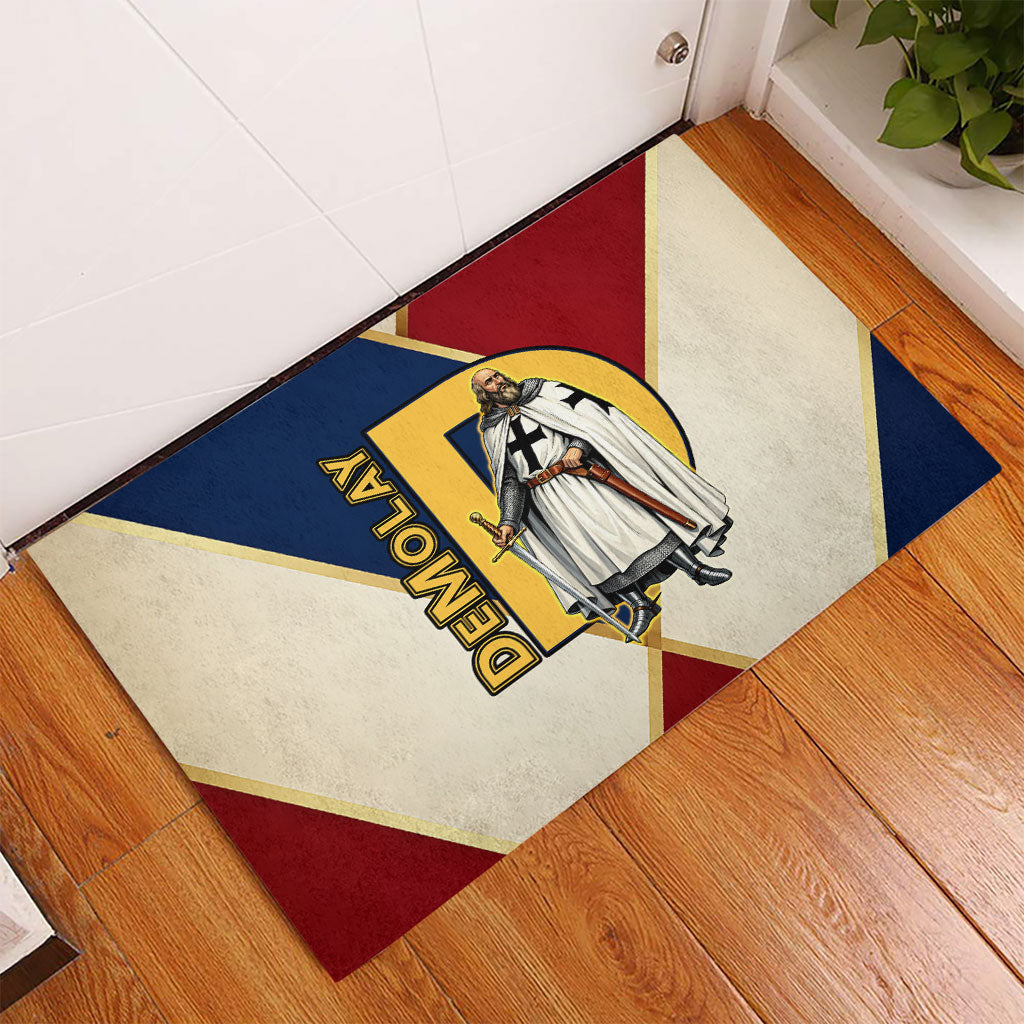 Jacques De Molay Rubber Doormat Crusader Knight Retro Virtues Seven Precepts