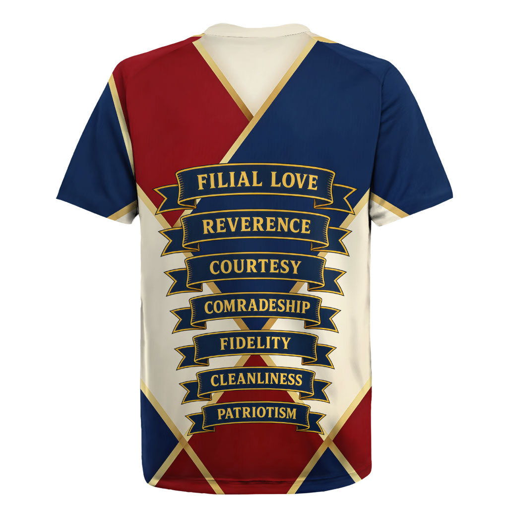 Jacques De Molay Rugby Jersey Crusader Knight Retro Virtues Seven Precepts