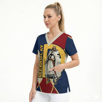 Jacques De Molay Scrub Top Crusader Knight Retro Virtues Seven Precepts