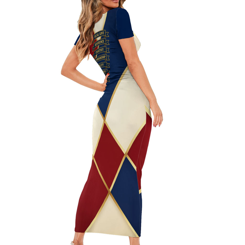 Jacques De Molay Short Sleeve Bodycon Dress Crusader Knight Retro Virtues Seven Precepts