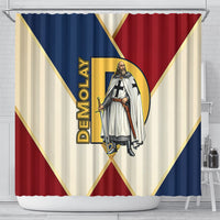 Jacques De Molay Shower Curtain Crusader Knight Retro Virtues Seven Precepts