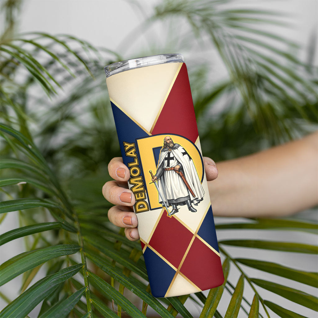 Jacques De Molay Skinny Tumbler Crusader Knight Retro Virtues Seven Precepts