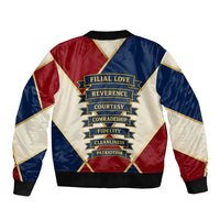 Jacques De Molay Sleeve Zip Bomber Jacket Crusader Knight Retro Virtues Seven Precepts