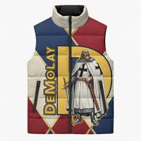 Jacques De Molay Sleeveless Puffer Jacket Crusader Knight Retro Virtues Seven Precepts