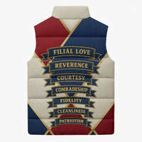 Jacques De Molay Sleeveless Puffer Jacket Crusader Knight Retro Virtues Seven Precepts
