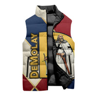 Jacques De Molay Sleeveless Puffer Jacket Crusader Knight Retro Virtues Seven Precepts