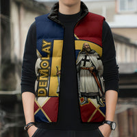 Jacques De Molay Sleeveless Puffer Jacket Crusader Knight Retro Virtues Seven Precepts