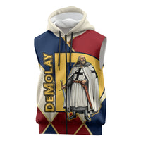 Jacques De Molay Sleeveless Zip Hoodie Crusader Knight Retro Virtues Seven Precepts
