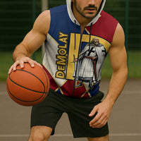 Jacques De Molay Sleeveless Zip Hoodie Crusader Knight Retro Virtues Seven Precepts