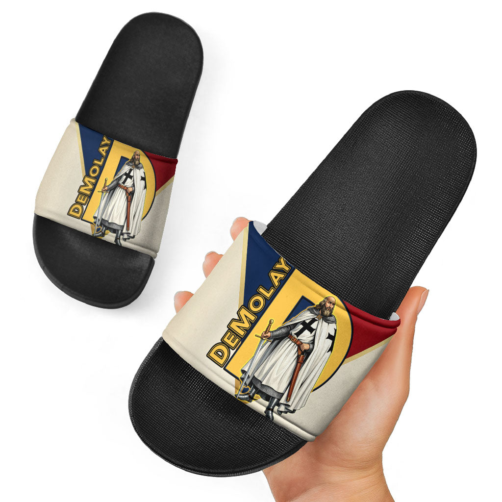 Jacques De Molay Slide Sandals Crusader Knight Retro Virtues Seven Precepts
