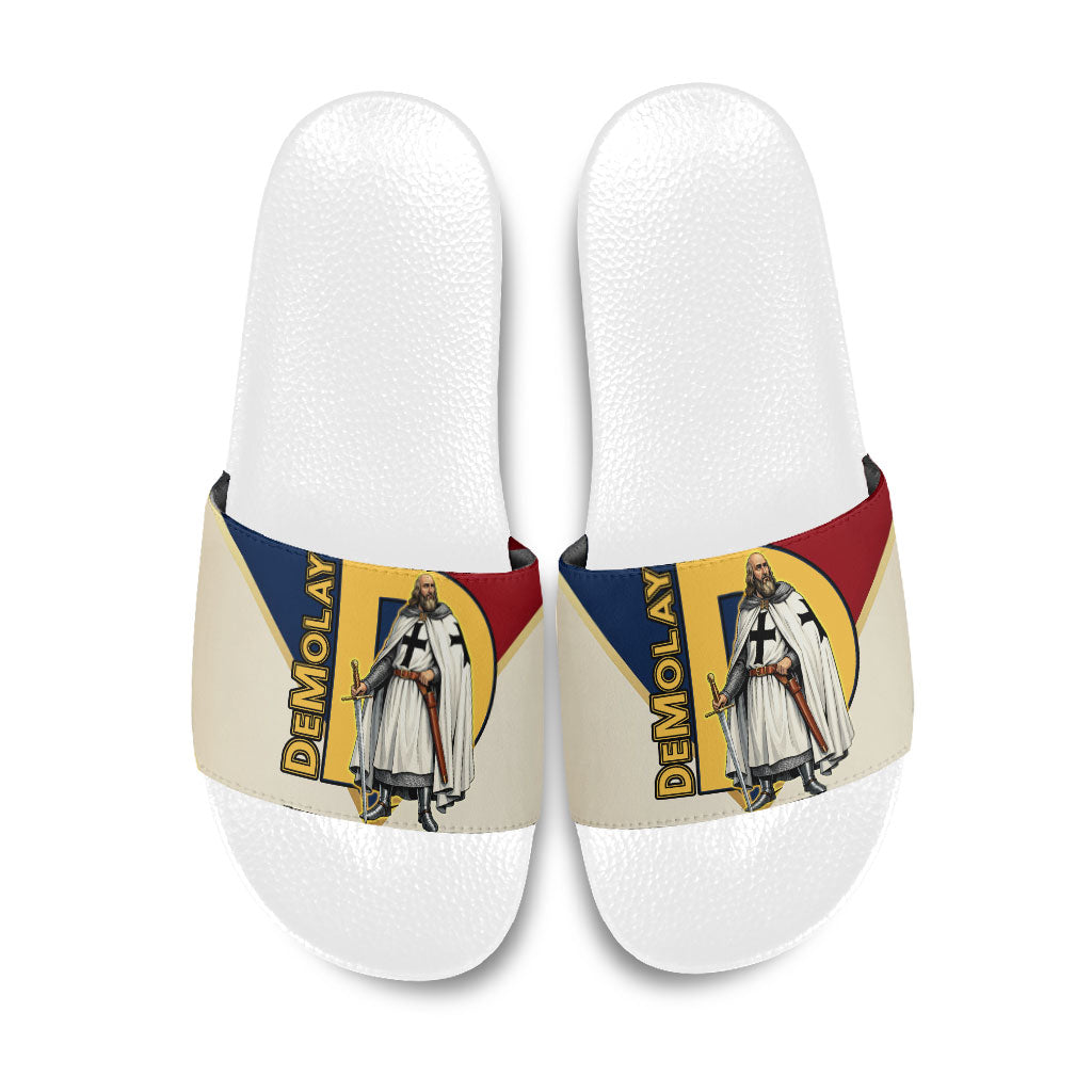 Jacques De Molay Slide Sandals Crusader Knight Retro Virtues Seven Precepts