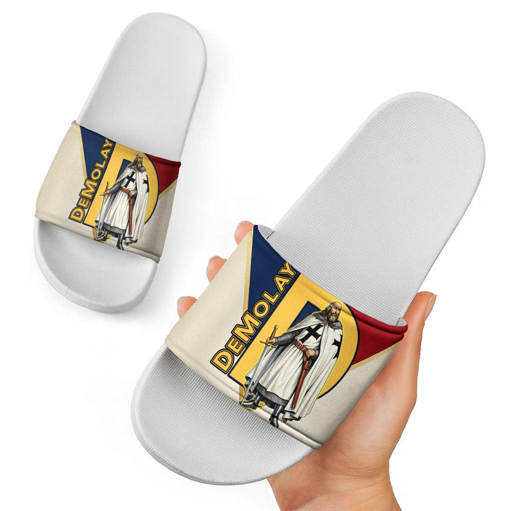 Jacques De Molay Slide Sandals Crusader Knight Retro Virtues Seven Precepts