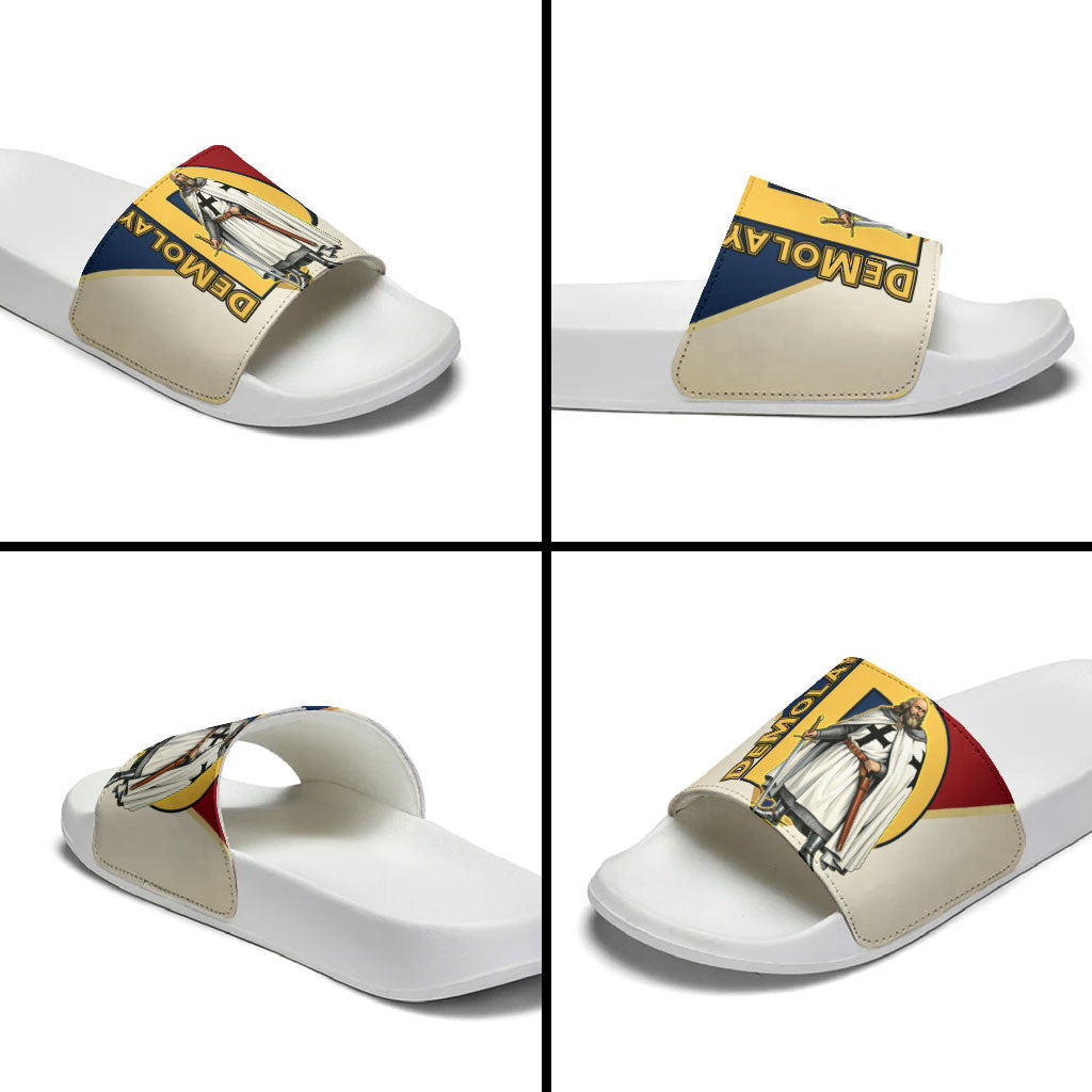 Jacques De Molay Slide Sandals Crusader Knight Retro Virtues Seven Precepts