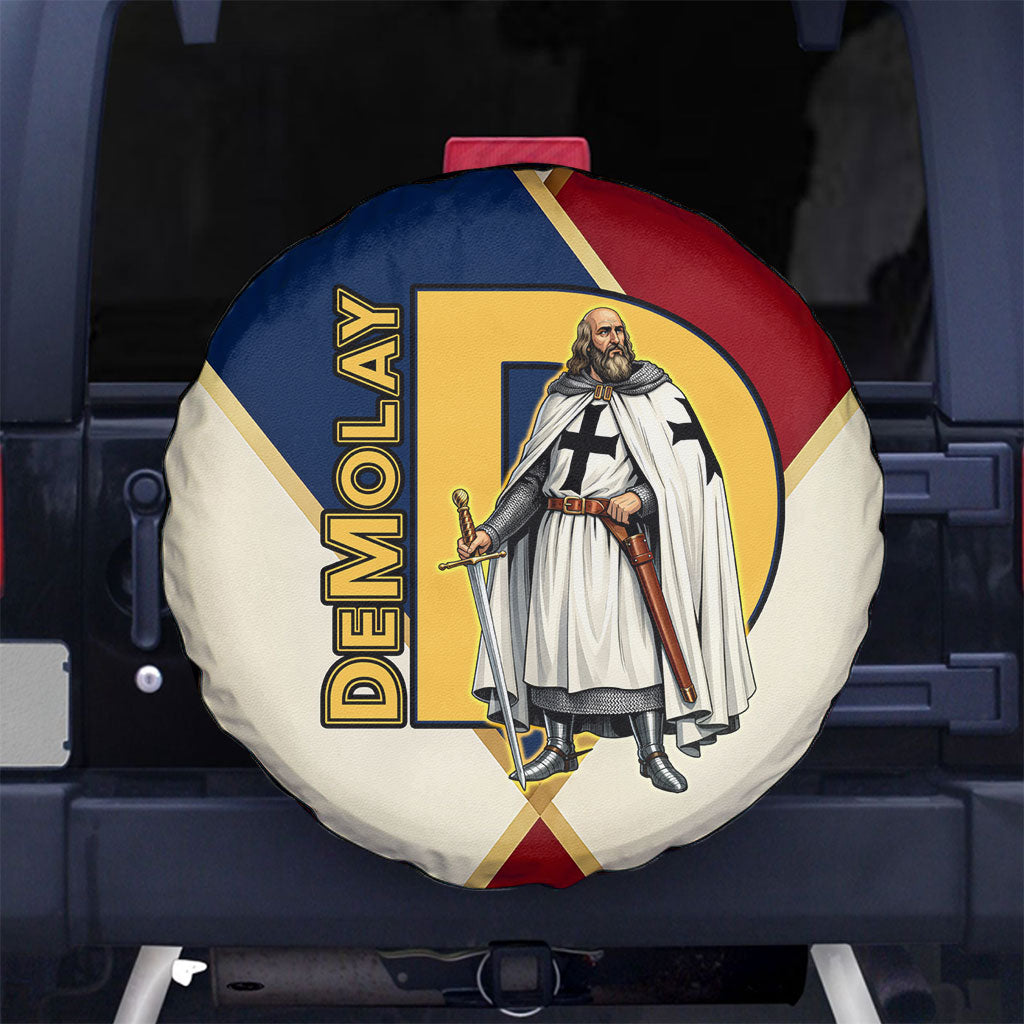 Jacques De Molay Spare Tire Cover Crusader Knight Retro Virtues Seven Precepts