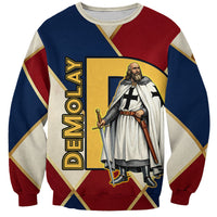 Jacques De Molay Sweatshirt Crusader Knight Retro Virtues Seven Precepts