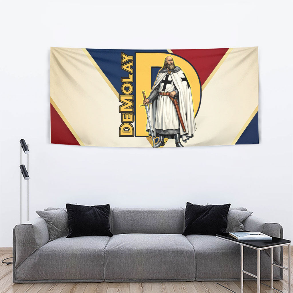 Jacques De Molay Tapestry Crusader Knight Retro Virtues Seven Precepts