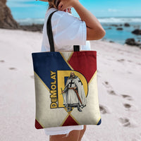 Jacques De Molay Tote Bag Crusader Knight Retro Virtues Seven Precepts