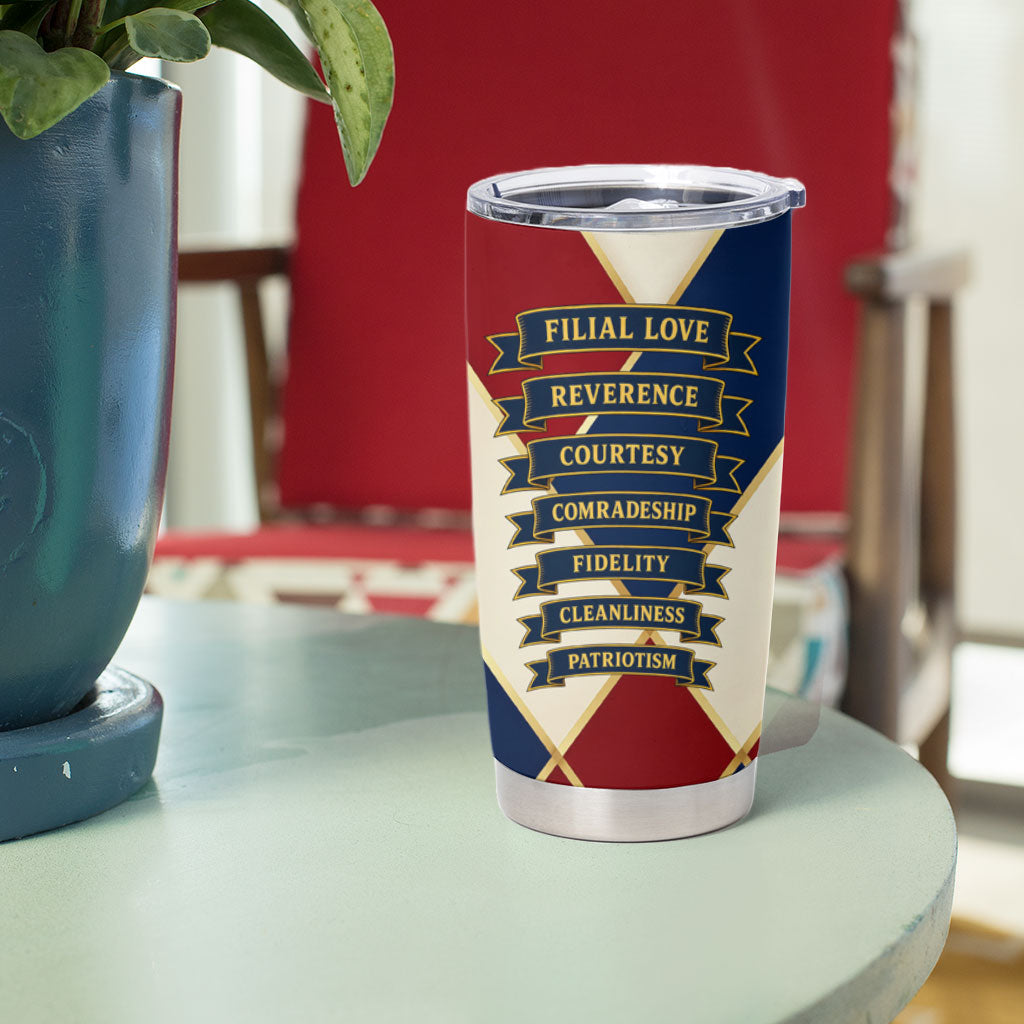 Jacques De Molay Tumbler Cup Crusader Knight Retro Virtues Seven Precepts