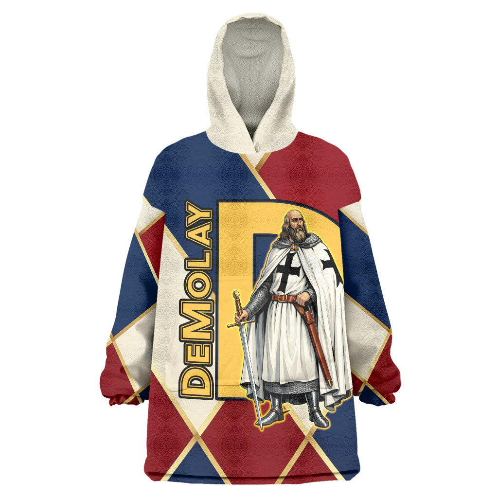 Jacques De Molay Wearable Blanket Hoodie Crusader Knight Retro Virtues Seven Precepts