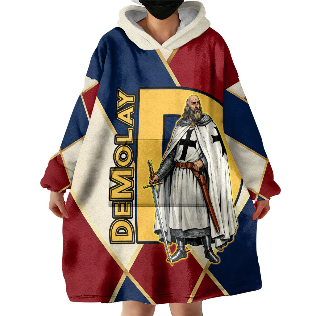 Jacques De Molay Wearable Blanket Hoodie Crusader Knight Retro Virtues Seven Precepts