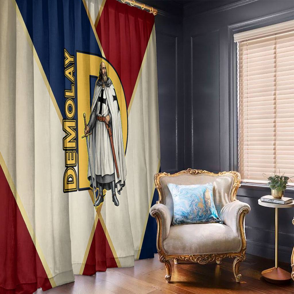 Jacques De Molay Window Curtain Crusader Knight Retro Virtues Seven Precepts