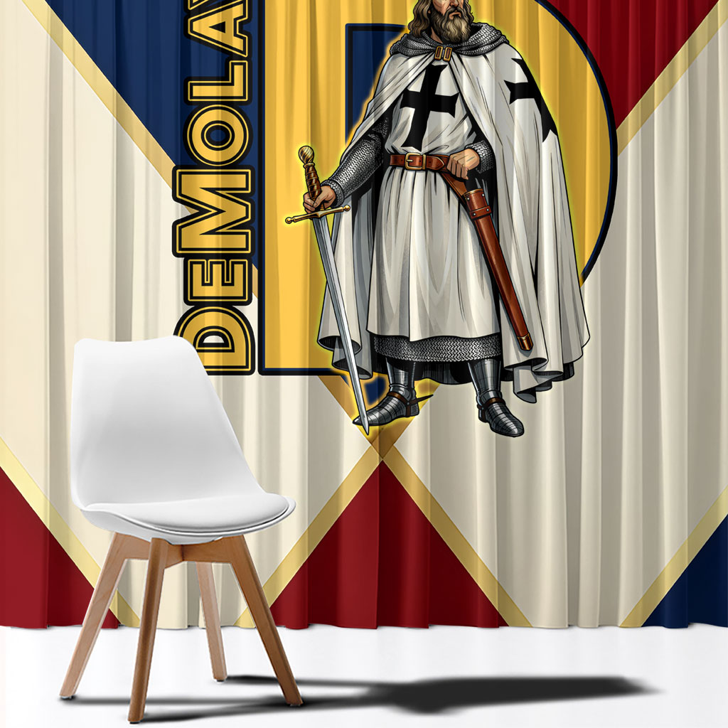 Jacques De Molay Window Curtain Crusader Knight Retro Virtues Seven Precepts