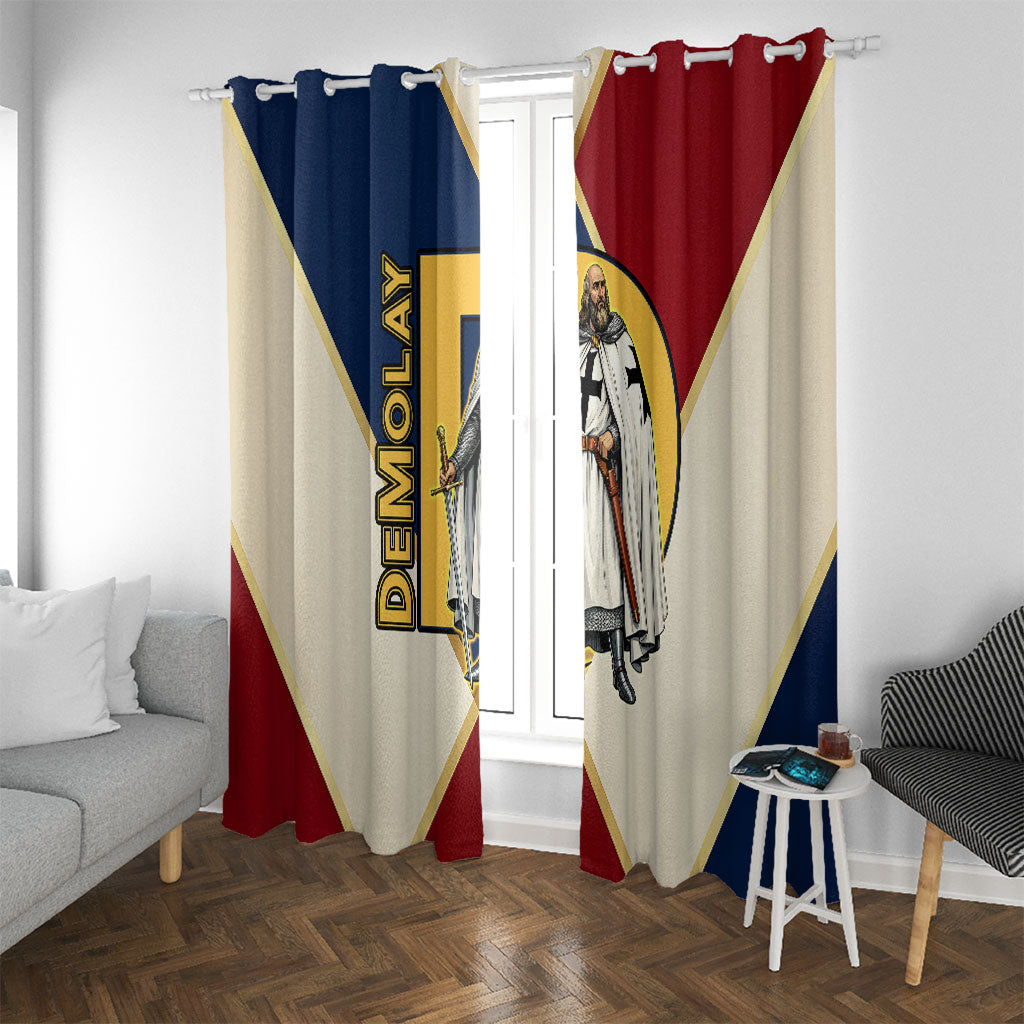 Jacques De Molay Window Curtain Crusader Knight Retro Virtues Seven Precepts