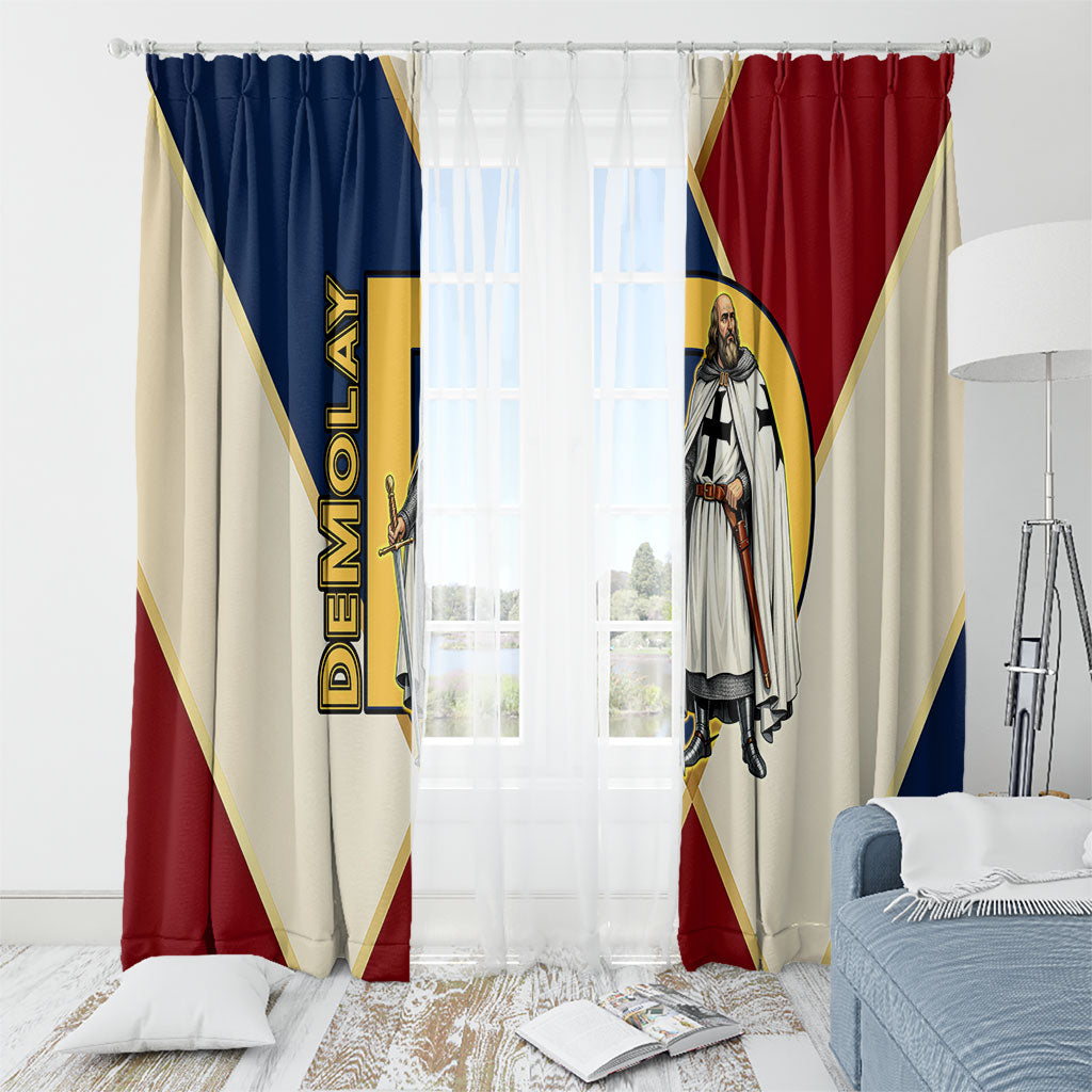 Jacques De Molay Window Curtain Crusader Knight Retro Virtues Seven Precepts