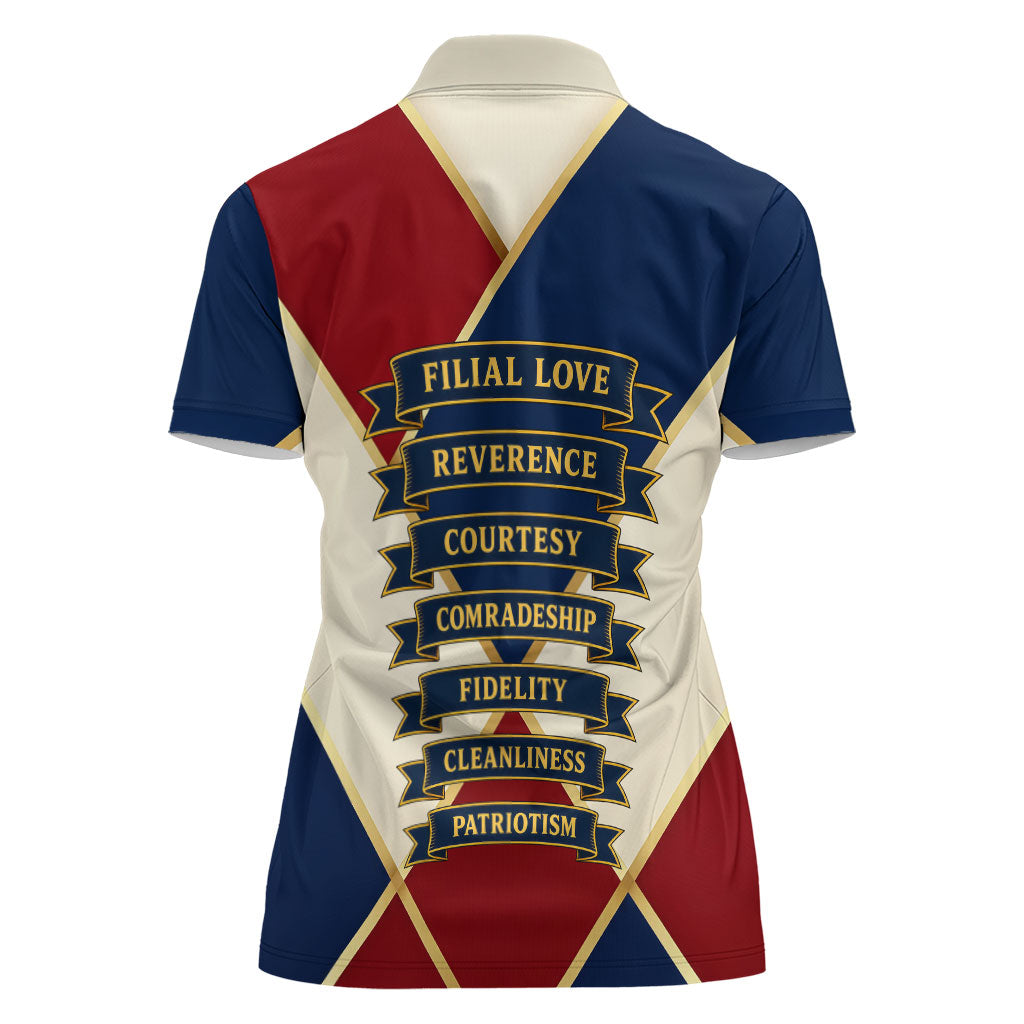 Jacques De Molay Women Polo Shirt Crusader Knight Retro Virtues Seven Precepts