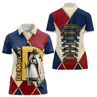 Jacques De Molay Women Polo Shirt Crusader Knight Retro Virtues Seven Precepts