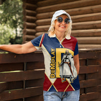 Jacques De Molay Women Polo Shirt Crusader Knight Retro Virtues Seven Precepts