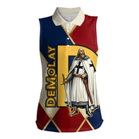 Jacques De Molay Women Sleeveless Polo Shirt Crusader Knight Retro Virtues Seven Precepts
