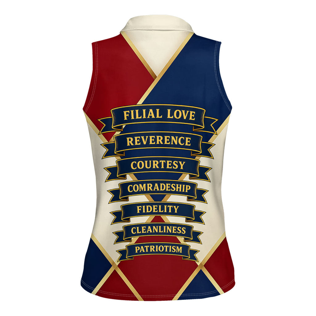 Jacques De Molay Women Sleeveless Polo Shirt Crusader Knight Retro Virtues Seven Precepts